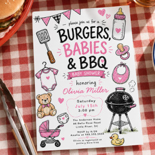 Invitación de Baby Shower de Hamburguesas Bebés BB