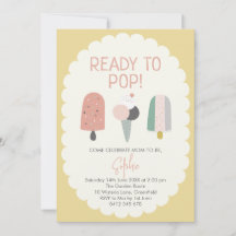 Invitación de Baby Shower de Helado Amarillo Dorad