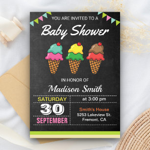 Invitación de Baby Shower de Helado Colorido