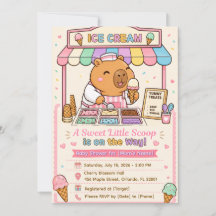 Invitación de Baby Shower de Helado de Capibara Ad