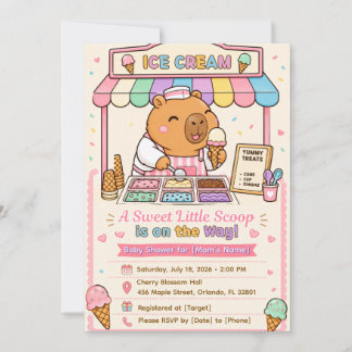 Invitación de Baby Shower de Helado de Capibara Ad