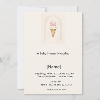Invitación de Baby Shower de Helado, Editable