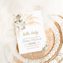 Invitación de Baby Shower de hierba de Pampas Boho