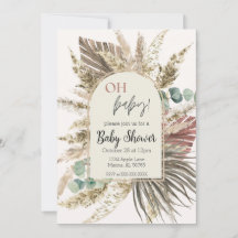 Invitación de Baby Shower de hierba de Pampas Boho