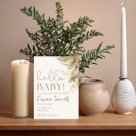 Invitación de Baby Shower de hierba de Pampas Neut