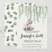 Invitación de Baby Shower de Hipopótamo Bebé en la