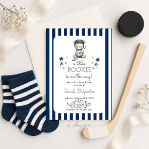 Invitación de baby shower de hockey para niño