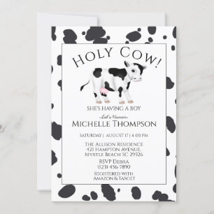 Invitación de Baby Shower de Holy Cow Print Boy