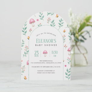 Invitación de Baby Shower de Hongo Botánico