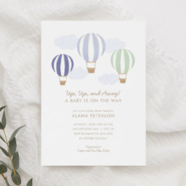Invitación de Baby Shower de Hot Air Balloons Boy 