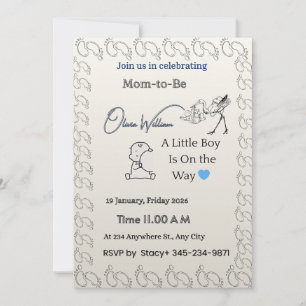 Invitación de Baby Shower de Huellas de Pie Azul C