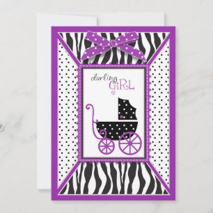 Invitación de Baby Shower de impresión de cebra y 