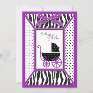Invitación de Baby Shower de impresión de cebra y