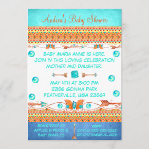 Invitación de Baby Shower de Indian Gems Dream Cat