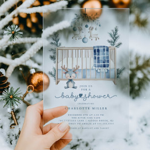 Invitación de baby shower de invierno azul