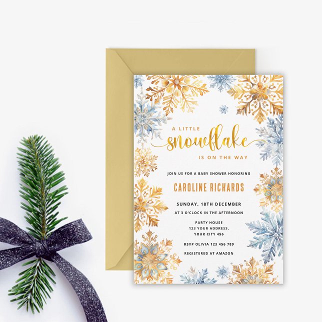 Invitación de baby shower de invierno con copo de  (Subido por el creador)