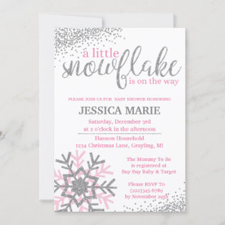 Invitación de Baby Shower de Invierno - Copo de Ni