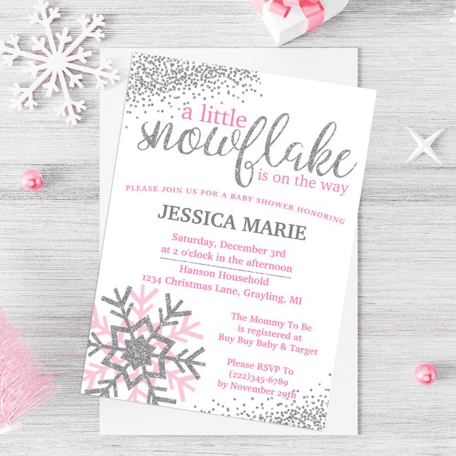 Invitación de Baby Shower de Invierno - Copo de Ni (Subido por el creador)