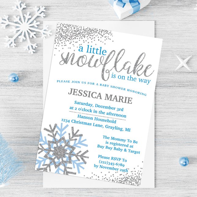 Invitación de Baby Shower de Invierno - Copo de Ni (Subido por el creador)