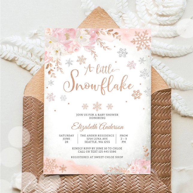 Invitación de Baby Shower de Invierno de Copo de N (Subido por el creador)