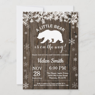 Invitación de Baby Shower de invierno de oso polar