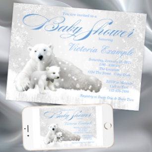 Invitación de Baby Shower de invierno de oso polar