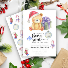 Invitación de baby shower de invierno del osito de