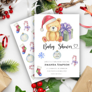 Invitación de baby shower de invierno del oso de p