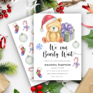 Invitación de baby shower de invierno del oso de p
