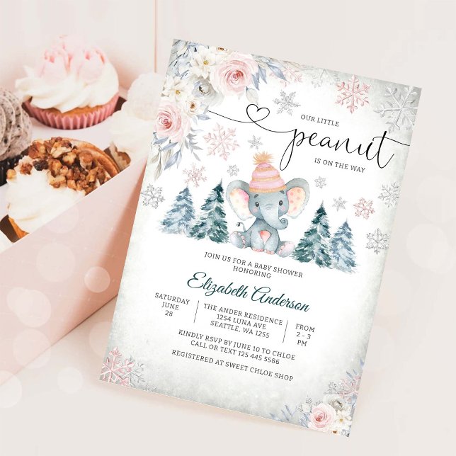 Invitación de Baby Shower de Invierno Elefante Inv (Subido por el creador)