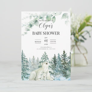 invitación de baby shower de invierno Mama Bear Ba