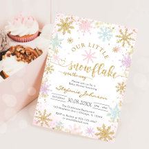 Invitación de Baby Shower de Invierno Pequeño Copo
