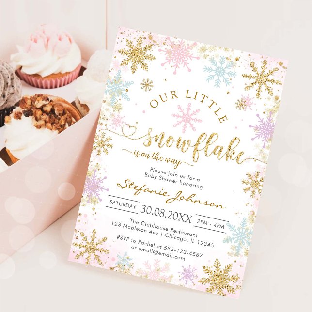 Invitación de Baby Shower de Invierno Pequeño Copo (Subido por el creador)