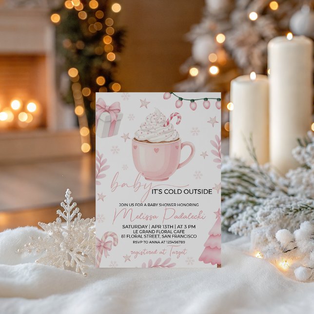 Invitación de baby shower de invierno rosa (Subido por el creador)