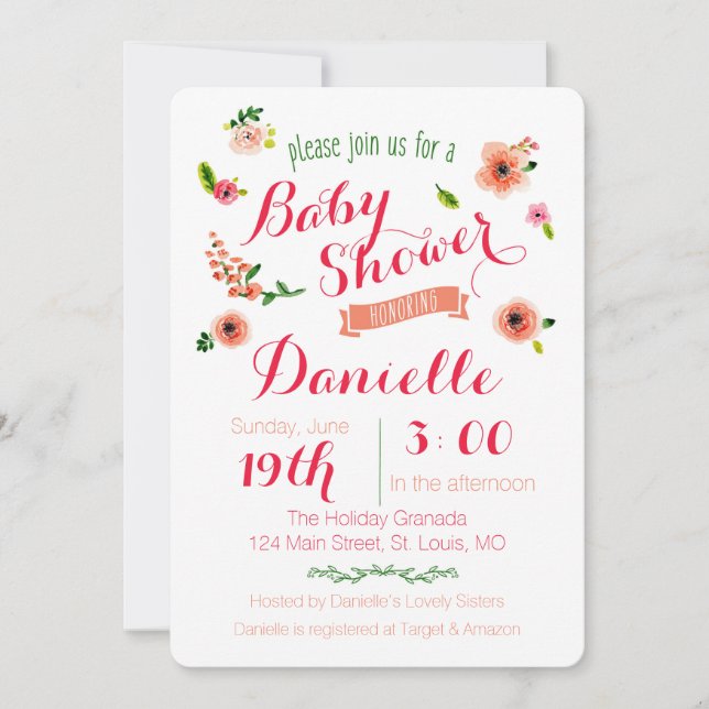 Invitación de Baby Shower de jardín (Anverso)