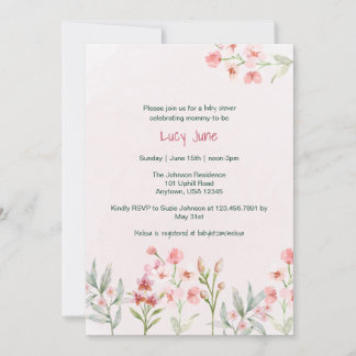 Invitación de baby shower de jardín de flores silv