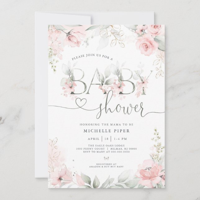 Invitación de baby shower de jardín de primavera (Anverso)