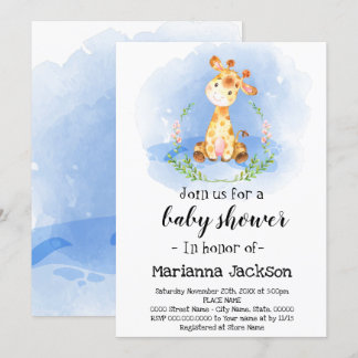 Invitación de Baby Shower de Jirafa