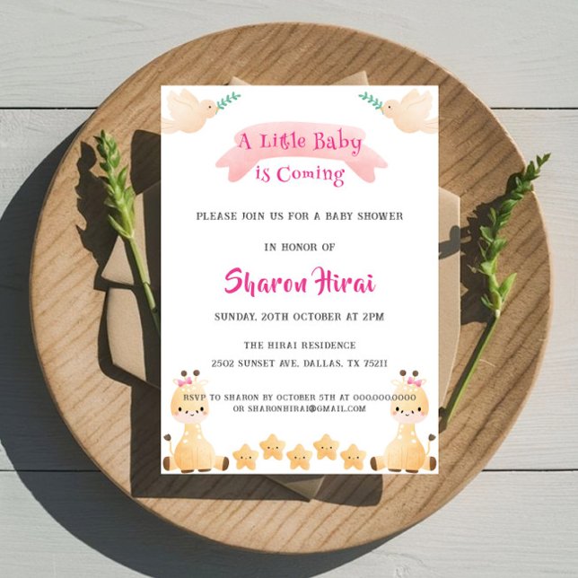 Invitación de Baby Shower de Jirafa Adorable (Subido por el creador)