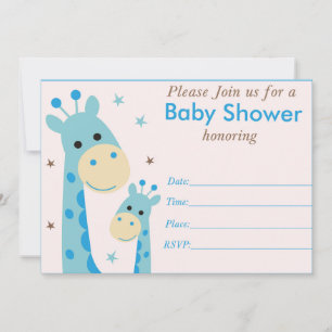 invitación de baby shower de jirafa azul