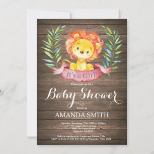 Invitación de Baby Shower de Jirafa Niña Rústica