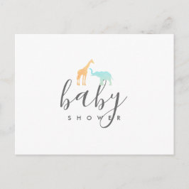 Invitación de Baby Shower de Jirafa y Elefante con