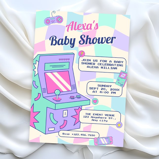 invitación de baby shower de juego retro (Subido por el creador)