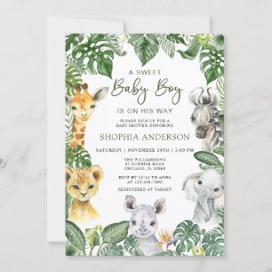 Invitación de Baby Shower de Jungle Safari Animals