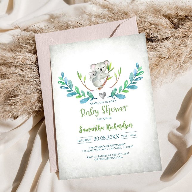 Invitación de Baby Shower de Koala Adorable (Subido por el creador)