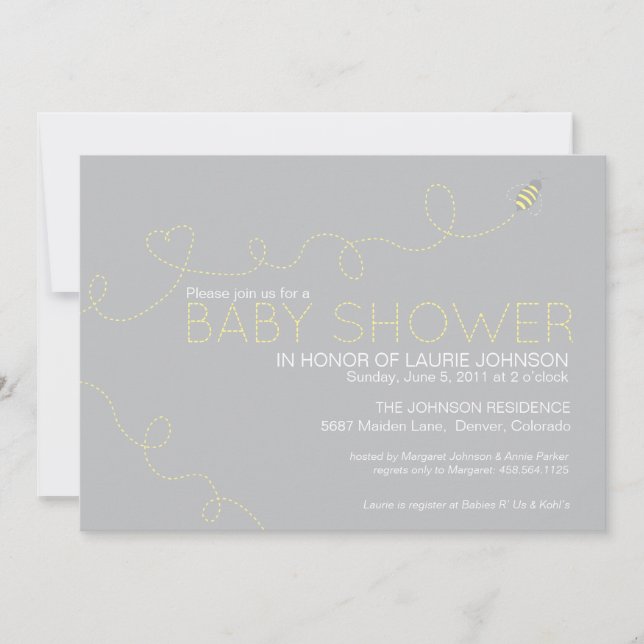 Invitación de Baby Shower de la abeja de la miel (Anverso)