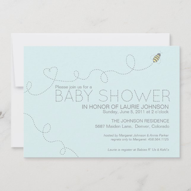 Invitación de Baby Shower de la abeja de la miel (Anverso)