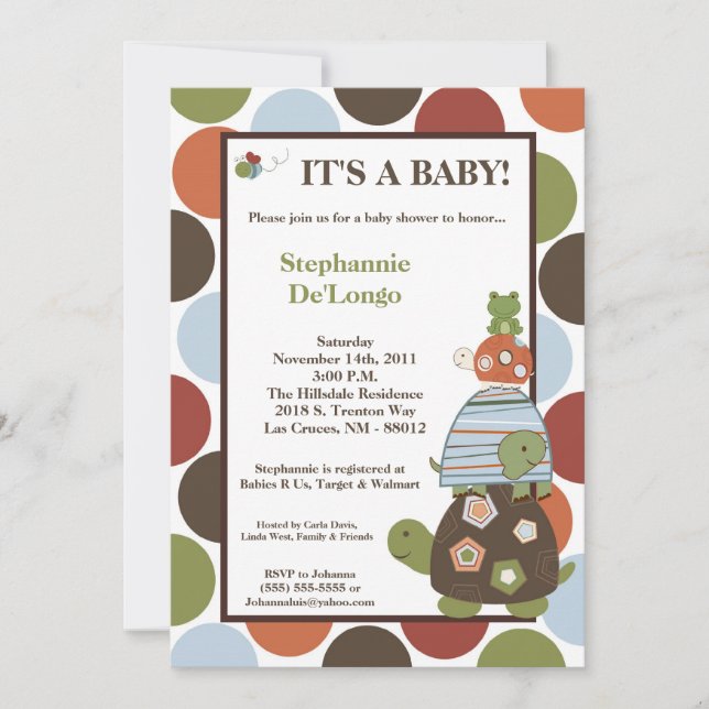 invitación de Baby Shower de la abeja de la rana (Anverso)