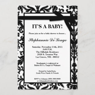 Invitación de Baby Shower de la abrazadera blanca 