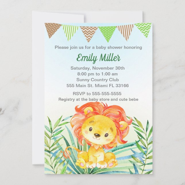 Invitación de Baby Shower de la acuarela de Cub de (Anverso)